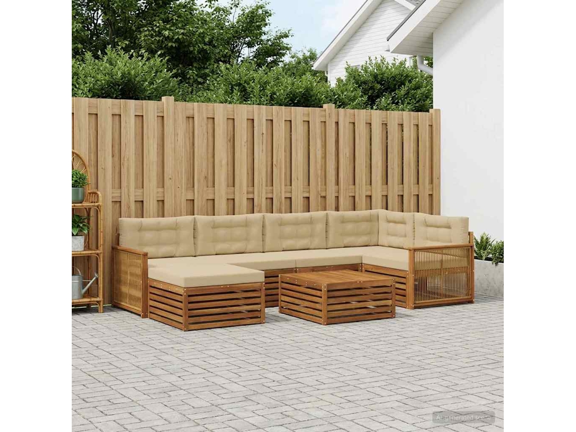 Vidaxl Conjunto De Sofás Para Exterior 7 Pcs Natural E Bege