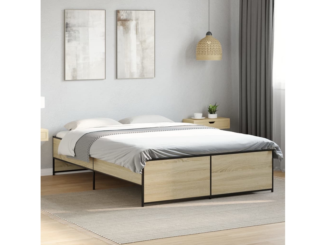 Vidaxl Estrutura de Cama 140x190 Cm Derivados Madeira/metal