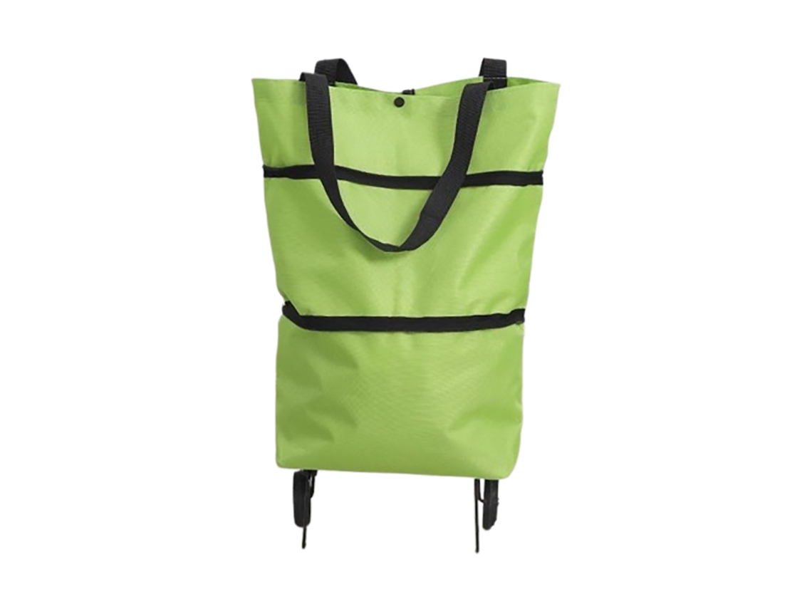 Saco De Compras Dobrável Com Rodas - Green
