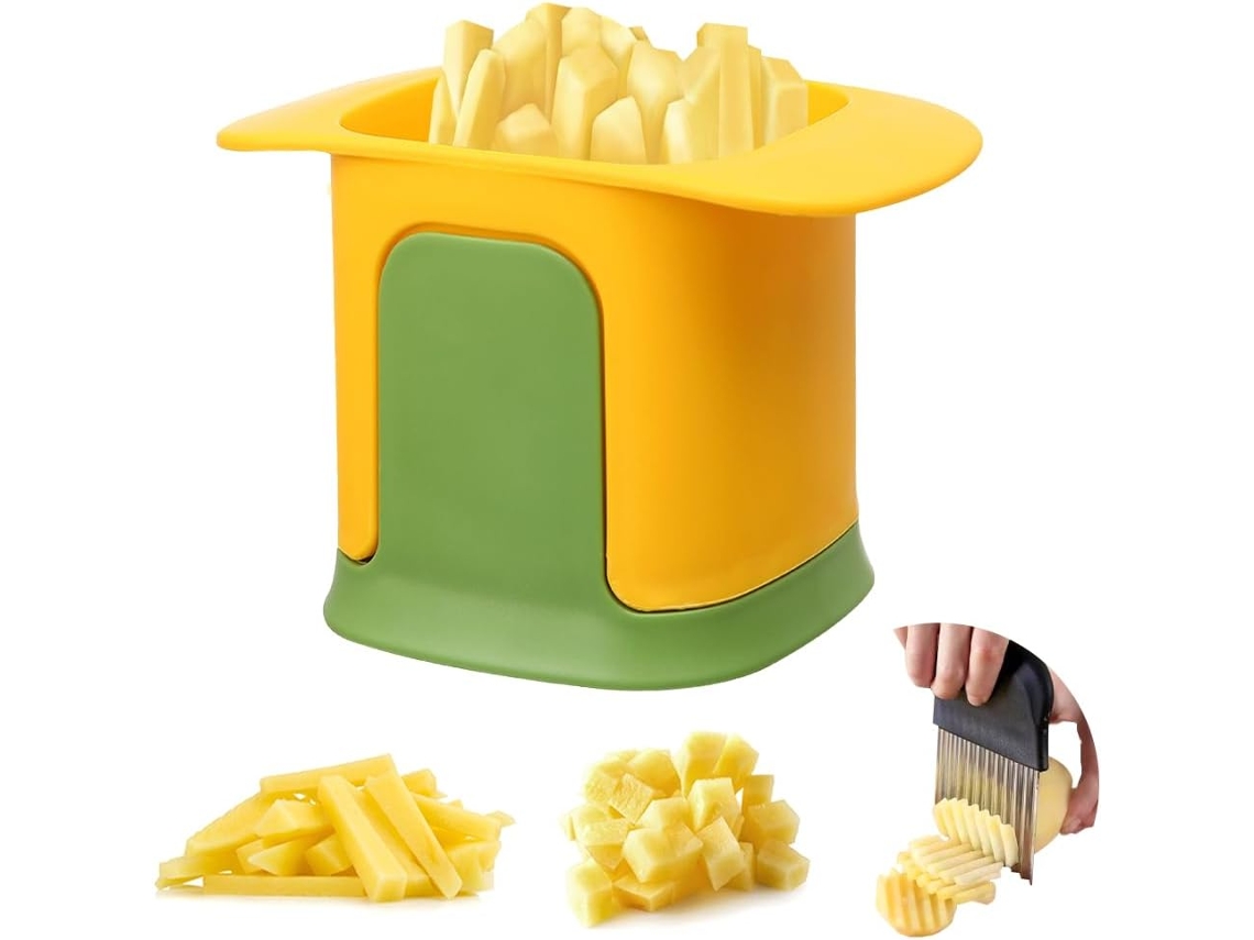Cortador De Batatas Fritas, Cortador Rápido De Batatas Com Lâmina Ondulada, Picador De Batatas Com Lâmina Aço Inoxidável