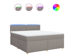 Conjunto 1 Cama Box Spring Vidaxl Marrom-acinzentado Tecido (200 X 180 X 100.5 Cm)
