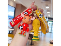 Chaveiro conjunto mascote alce + taça copa do mundo silicone 3D, duas tiras FIFA, argola metálica desmontável YANYXR