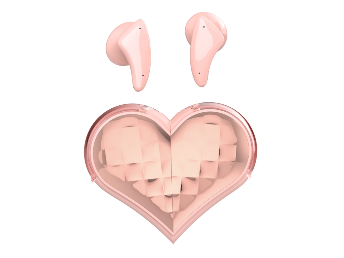 Fones de Ouvido Bluetooth 5.4 em Forma de Coração Microfone HD MDUG (rosa)