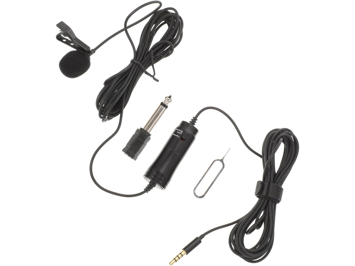 Microfone De Lapela Preto Com Bateria Integrada, Ideal Para Computador E Tablet.
