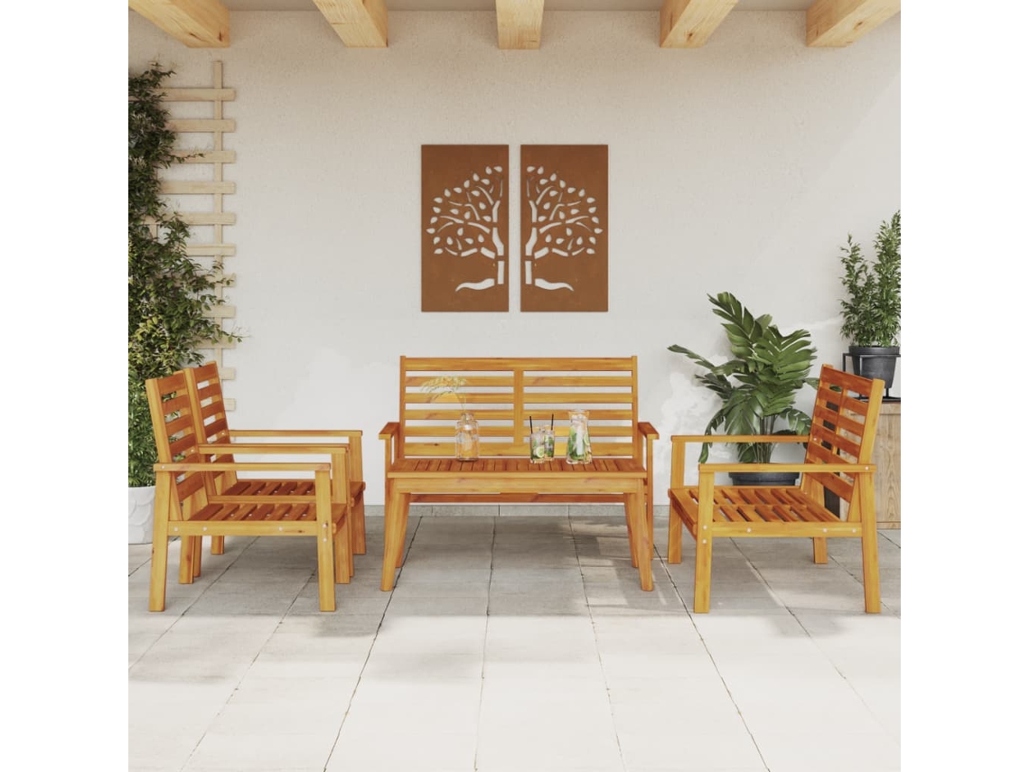 Vidaxl 5 Pcs Conjunto Lounge De Jardim Madeira De Acácia Maciça