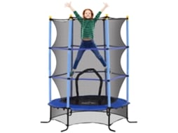 Trampolim Para Criança Aço, Pp E Epe Cor Azul Ø163x190 Cm Homcom