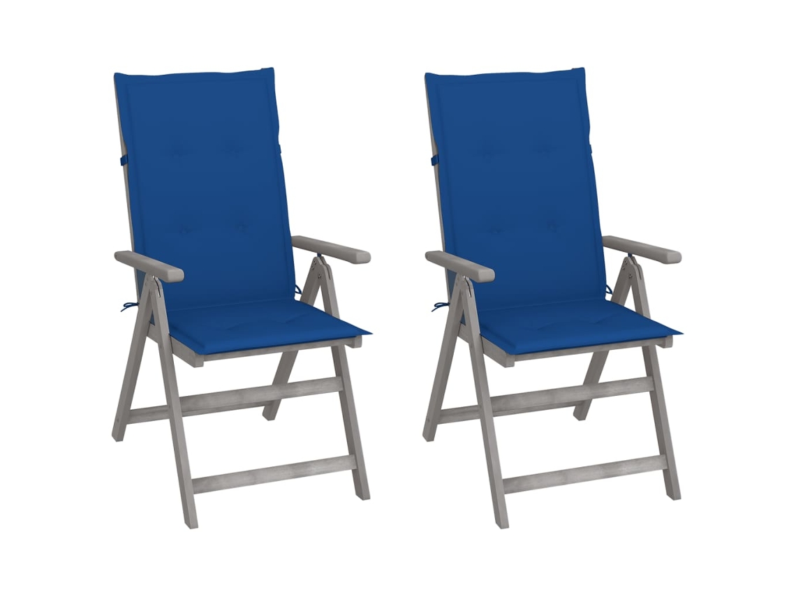 Vidaxl Cadeiras Jardim Reclináveis C/ Almofadões 2 Pcs Acácia Maciça