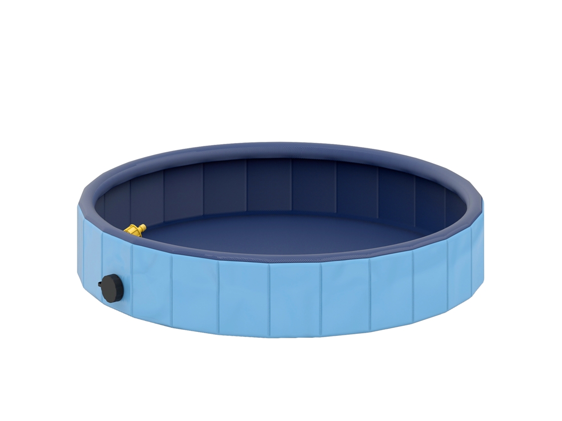 Piscina Dobrável Com Aspersor Portátil Em Pvc Antiderrapante E Resistente Ao Desgaste Ø80x20 Cm Azul