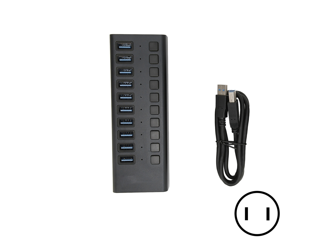 Hub Usb3.0 Com 10 Portas, Estação De Docking Com Chave Independente E Transmissão Rápida