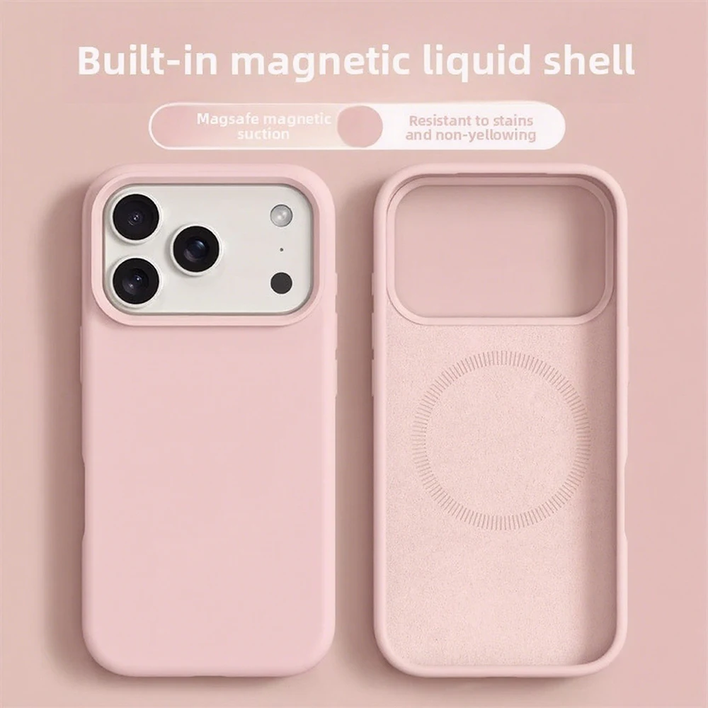 Capa Magnética De Silicone Líquido Magsafe Para Iphone 14 Pro Max (rosa)
