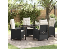 Vidaxl Conjunto de Jantar para Jardim com Almofada 5 Pcs Preto Vime Pe