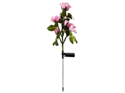 Luz Solar Rosa Decorativa Para Jardim Exterior