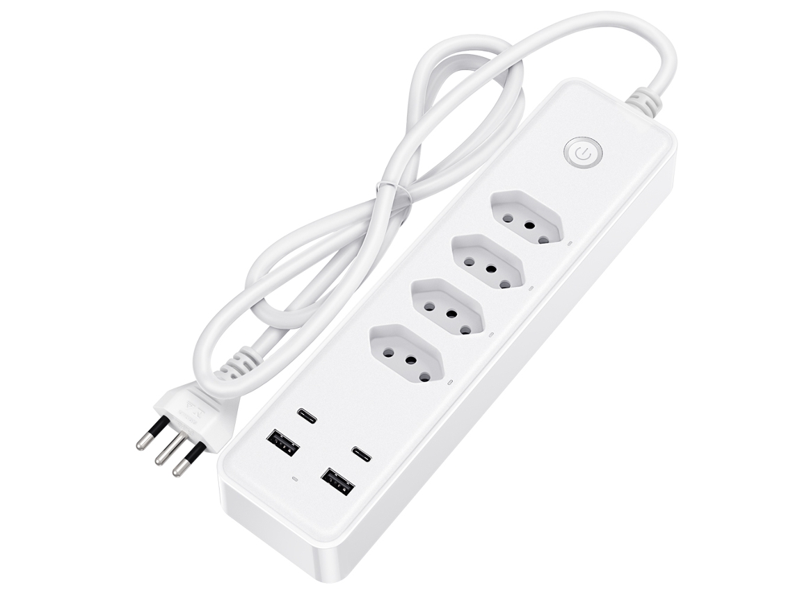 Regleta inteligente HKJ WiFi 4 tomadas com USB e Type C