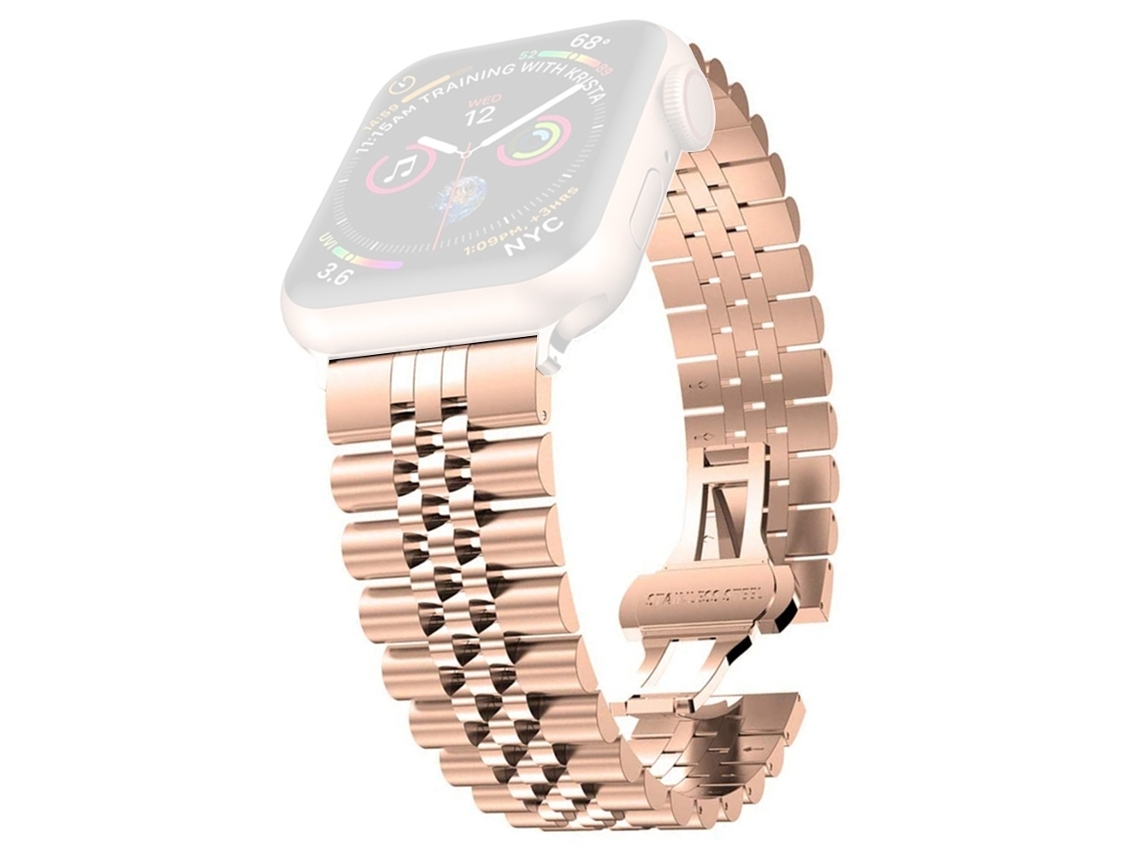 Bracelete para Smartwatch de aço inoxidável com cinco contas: 20 mm para Apple Watch séries 9, 8 e 7 41 mm / SE 3 e SE 2 e 6 e SE e 5 e 4 40 m