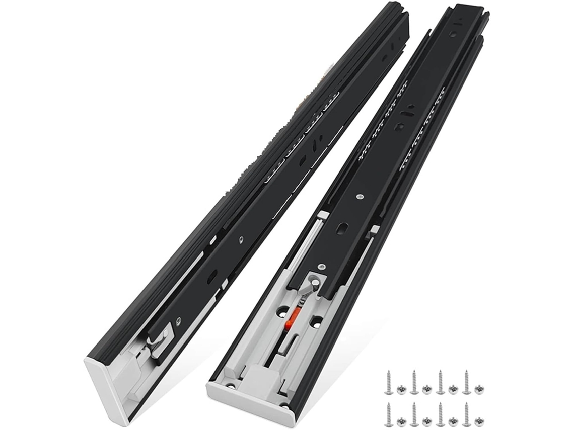 Corrediças Para Gavetas De 100lb 45kg, 1par 2 Peças, Extensão Total, Abertura Por Pressão, Galvanizadas Eletroforéticas