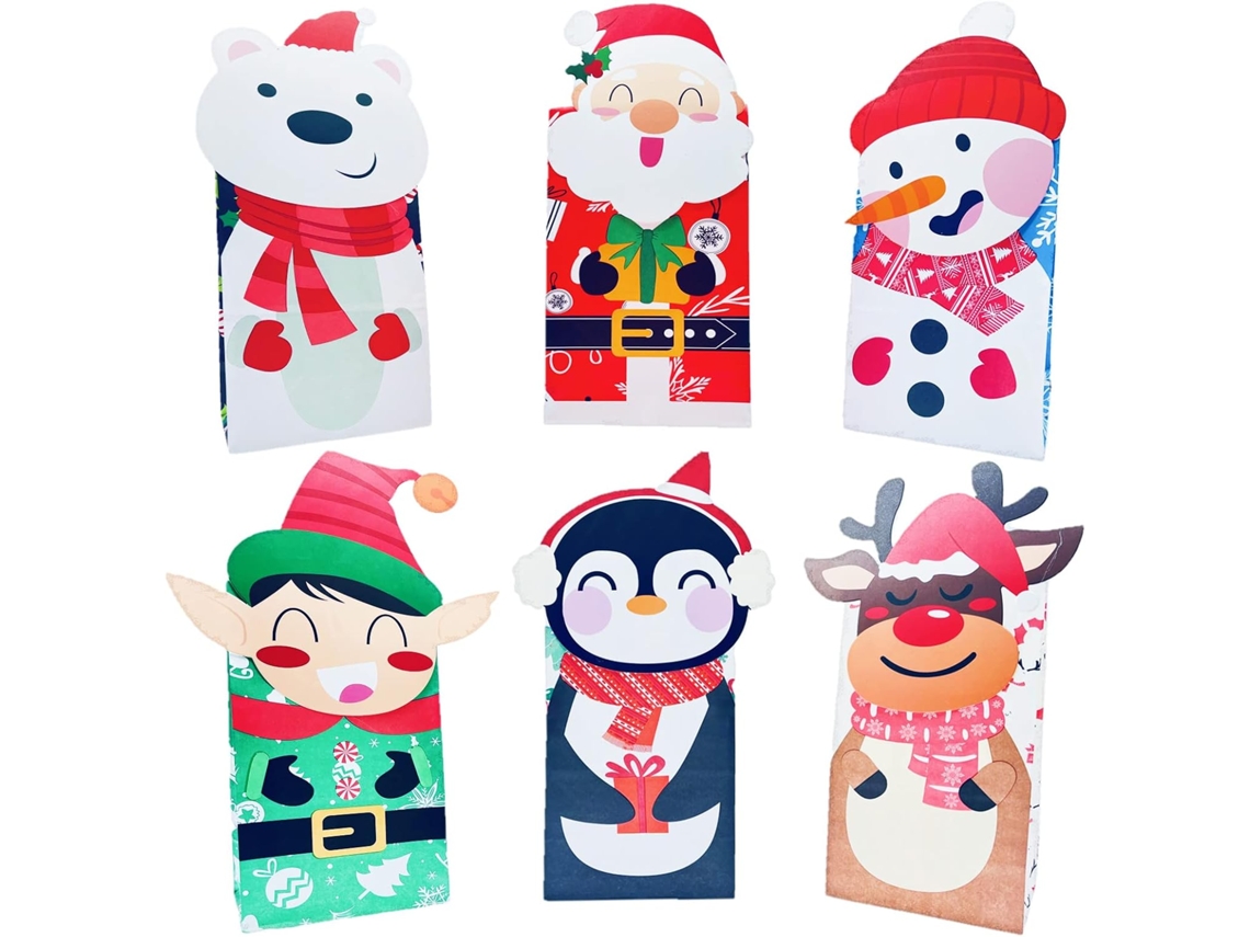 Conjunto De 24 Sacolas E Caixas Para Presente De Natal, Sacolas Kraft Para Doces, Caixas De Papel Para Festas, Doces, Biscoitos
