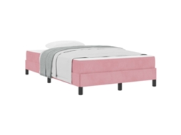 Vidaxl Cama Box Com Colchão Rosa 120 X 220 Cm Tecido