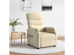 Vidaxl Poltrona Elevatória De Massagens Elétrica Tecido Creme