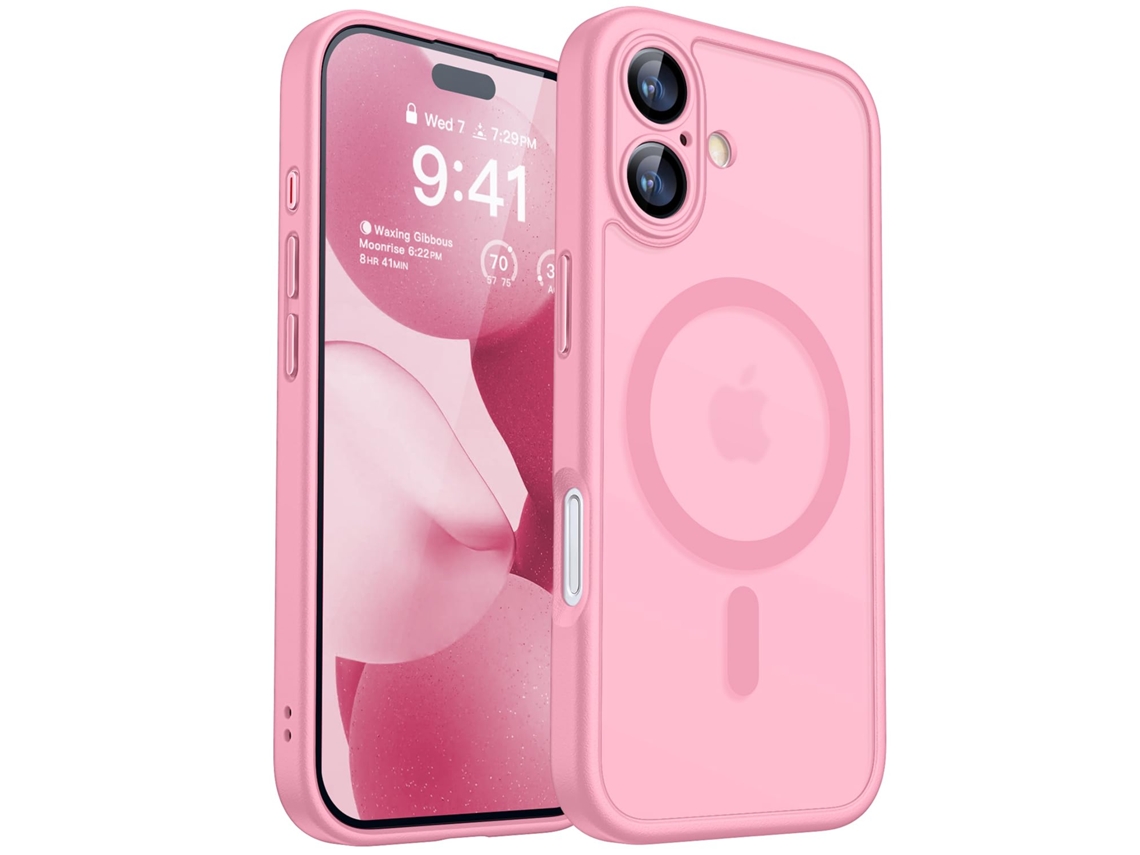 Capa Magnética Para Iphone 17 (6,3 Polegadas), Capa Protetora À Prova De Choque, Rosa Claro.