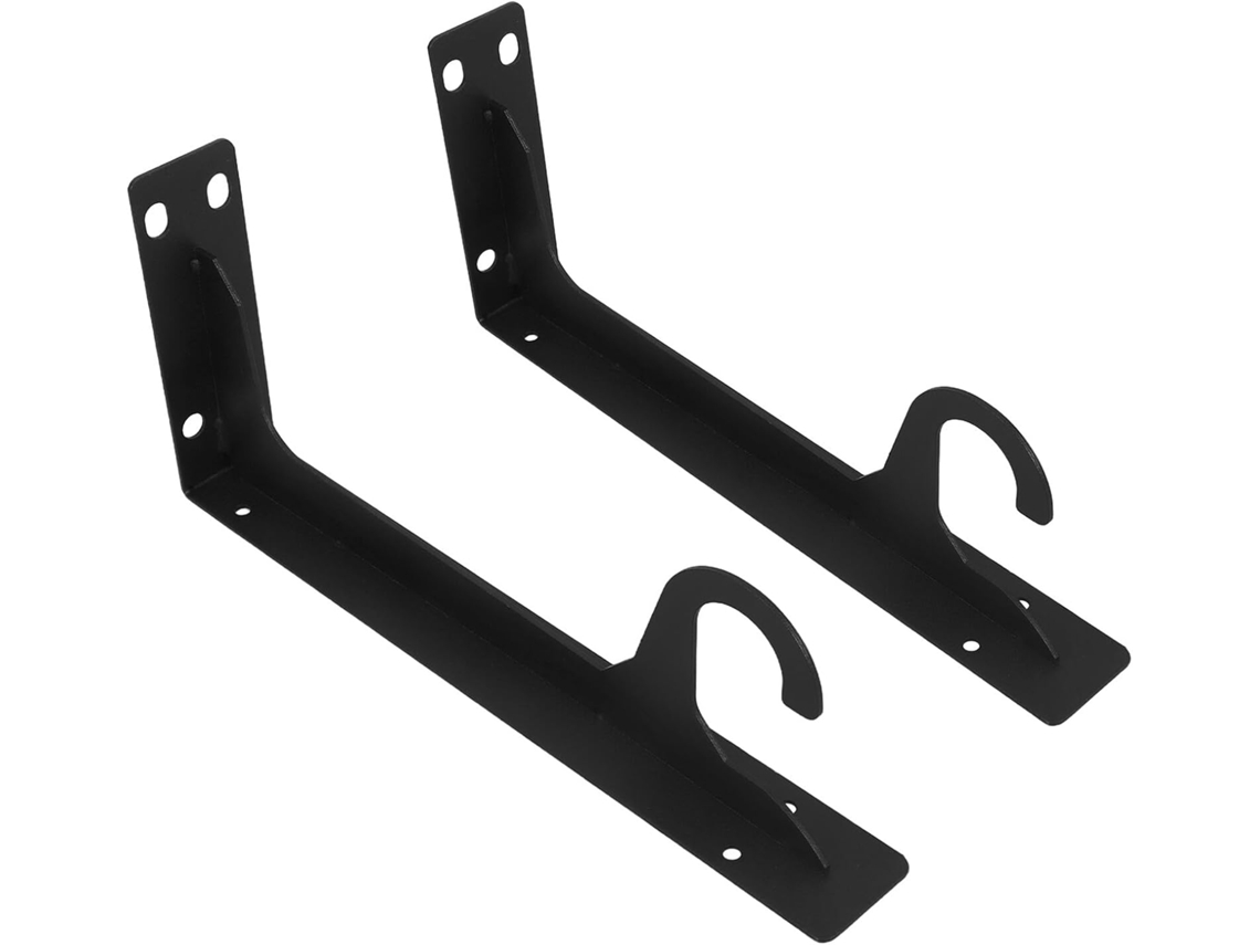 Suporte De Prateleira Triangular Metal Resistente E Durável Alipis 30cm Com Gancho, Na Cor Preta, Ideal Para Organização