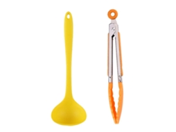 Set de Utensílios de Cozinha de Silicone Resistente Ao Calor com Aço Inoxidável