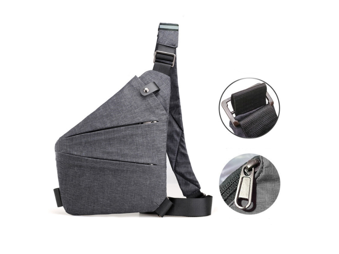 Bolsa Tiracolo Feminina – Mala Crossbody – Mala Viagem – Unissexo – 18 X 31 X 7 Cm – Tecido Oxford – Cinzento