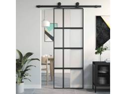 Vidaxl Porta Deslizante 76x205 Cm Vidro Temperado E Alumínio Preto