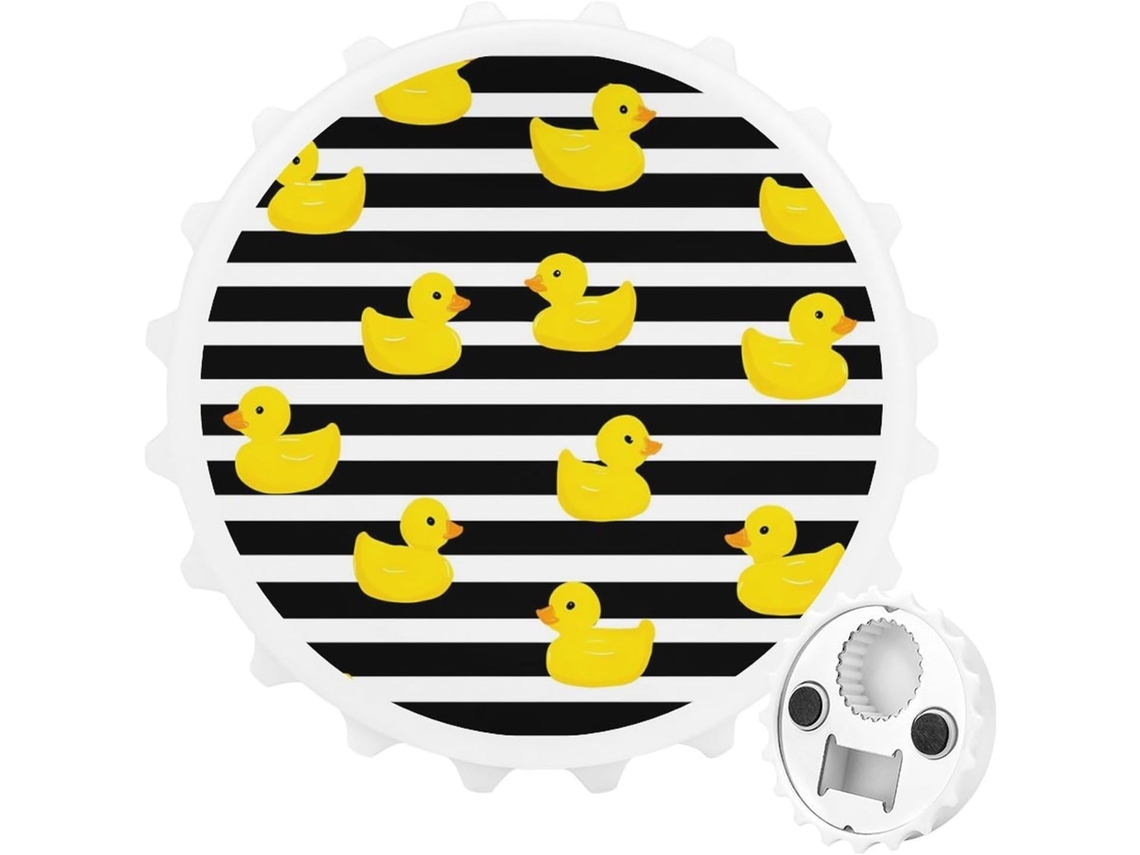 Ímã De Geladeira Em Aço Inoxidável, Com Desenho De Patinho Borracha Amarelo, Nas Cores Branco E Preto