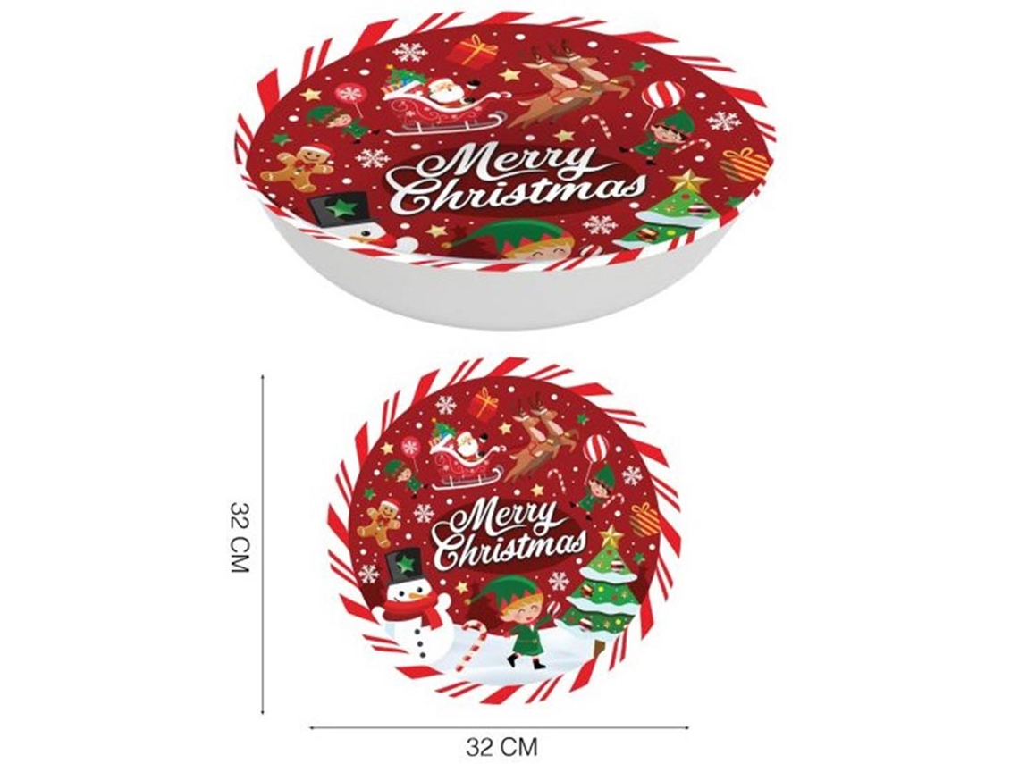 Tigela de Feliz Natal em pvc vermelho 32 cm