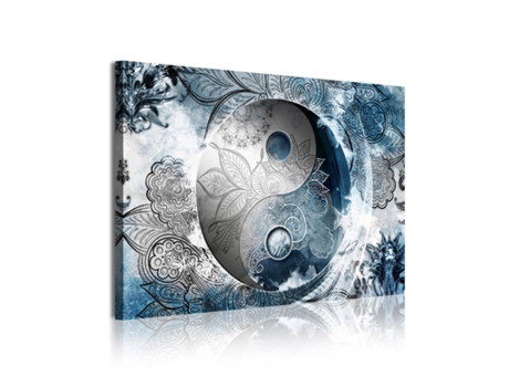 Quadro Moderno DEKOART Ying Yang Abstratos Zen Prata azul (120 X 80cm)