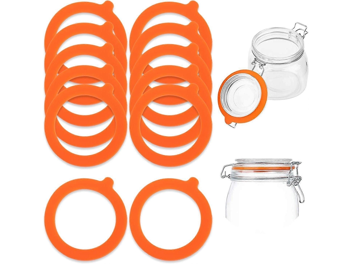 30 Tapones de Silicona Estancos para Tarros de Vidrio Con Clip, Sellos Airtight para Conservas, Laranja