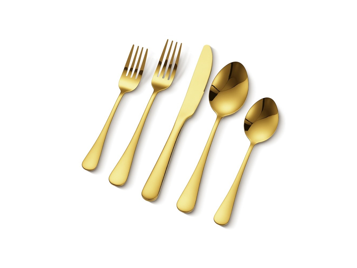 Faqueiro Dourado 60 Peças Em Aço Inox Para Jantar E Festas Tekmaquinas