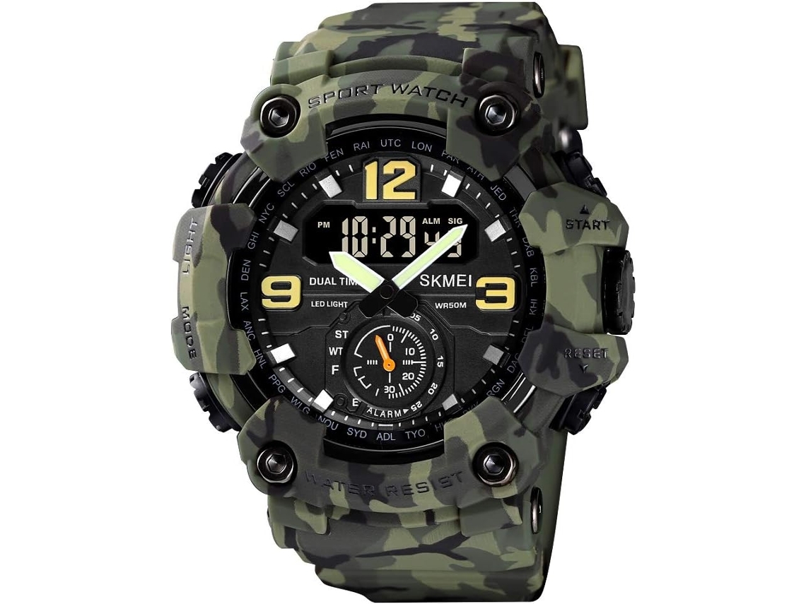 Moda Masculina Analógica Digital Grande Rosto Militar Desportos Relógio de Pulso À Prova D Água