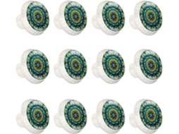 Puxadores Redondos Para Gavetas De Cômoda, Puxadores Para Armários De Cozinha, 12 Peças, Mandala Étnica Floral Abstrata