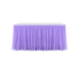 Saia de Mesa de Tule para Mesas Retangulares Ou Redondas Saia de Mesa de Tutu Toalha de Mesa com Babados para Mesa de Festa Roxo