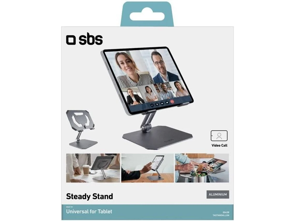 Suporte SBS de Alumínio para Tablets (Aço Inoxidável - Preto)