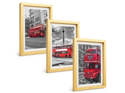 Composição De Quadros Ônibus Vermelhos, Londres Espelharte (3 Peças 20x30 Cm)