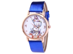 Relógio de pulso unissex de quartzo com pulseira de PU Zhoulianfa (azul)