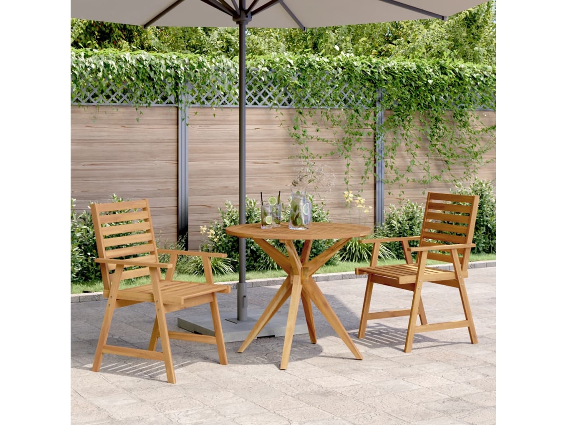 Vidaxl 3 Pcs Conjunto De Jantar Para Jardim Madeira De Acácia Maciça