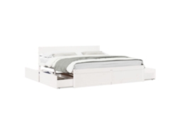 Cama Sem Colchão 200x200 cm Madeira de Pinho Maciça Branco MAISON EXCLUSIVE