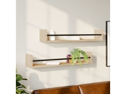 Vidaxl Prateleiras De Parede C/ Barras 2pcs 80x16x14cm Carvalho Sonoma