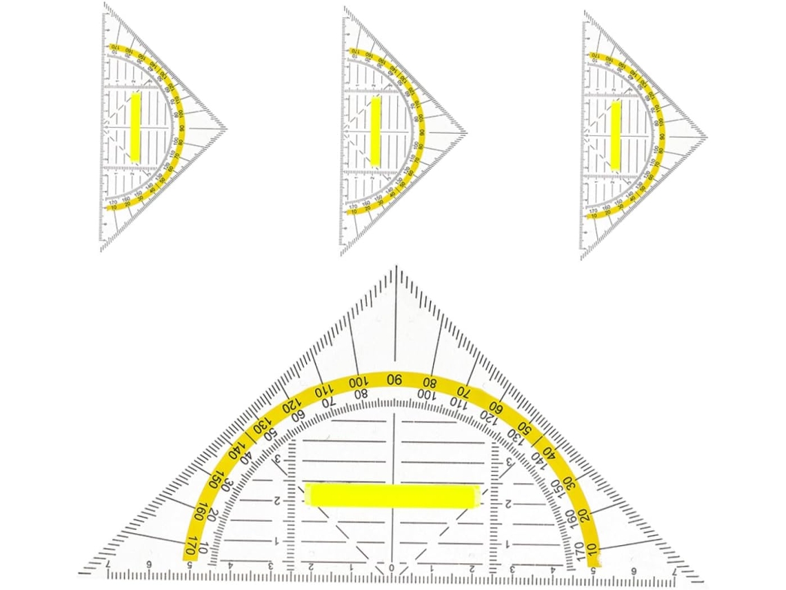 Conjunto De 4 Transferidores Com Cabo Plástico Transparente Para