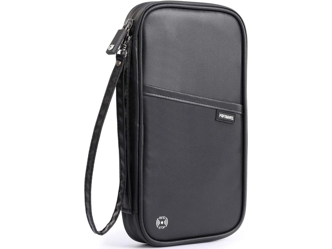 Organizador Familiar Para Passaportes, Cor Preto, Com Proteção Rfid, Impermeável, Compartimentos Para Cartões E Documentos
