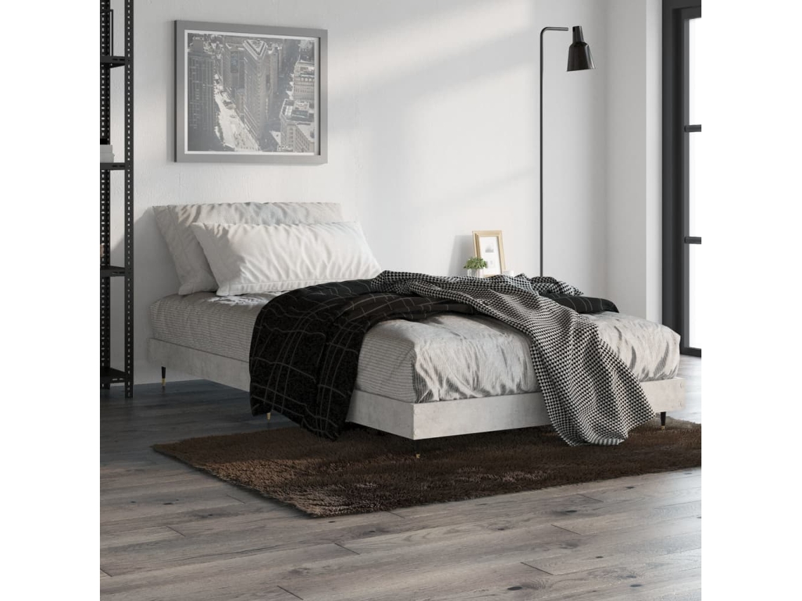 Vidaxl Estrutura De Cama 90x190 Cm Derivados De Madeira Cinza Cimento