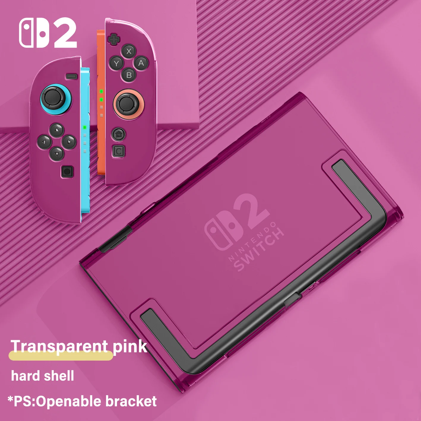 Capa Proteção Split Para Nintendo Switch2 Resistente A Choques Dock Compatível 1pc Capa Dura Rosa Ts
