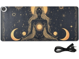 Mousepad Aquecido Muse Moon Goddess Boho Gothic, 80 X 33 Cm, para Escritório, Jogos e Estudos. Cm Resistente
