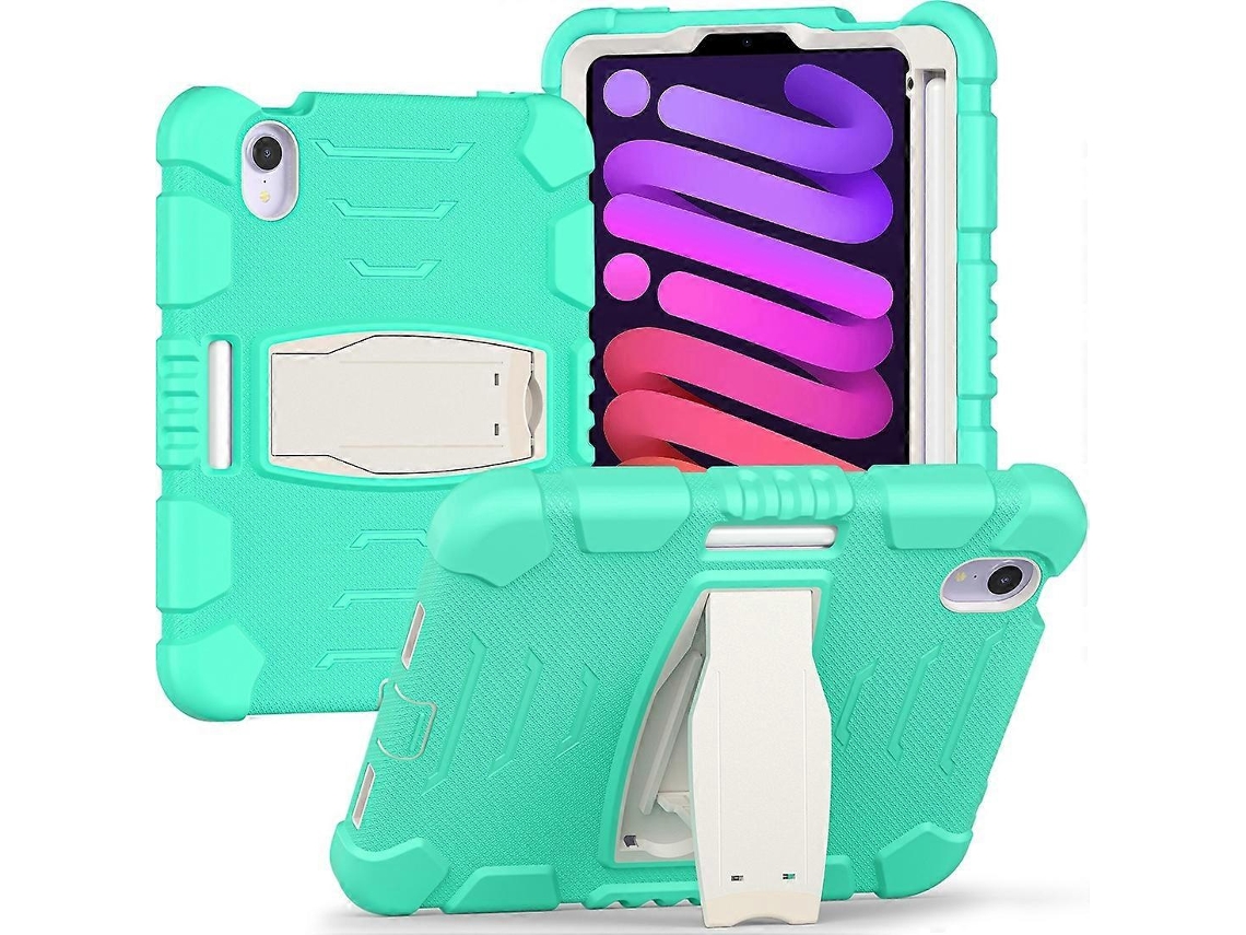 Capa De Silicone Híbrida De Policarbonato Resistente Com Tripla Camada De Proteção Para Ipad Mini 6 / Mini 2024 E Suporte Integrado.