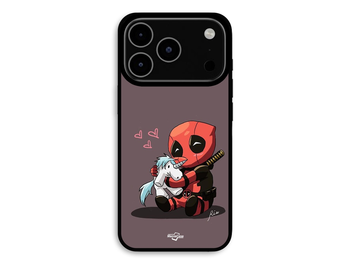 Capa Para Iphone 18 Pro Max Bebé Deadpool Com Unicórnio Maniacase