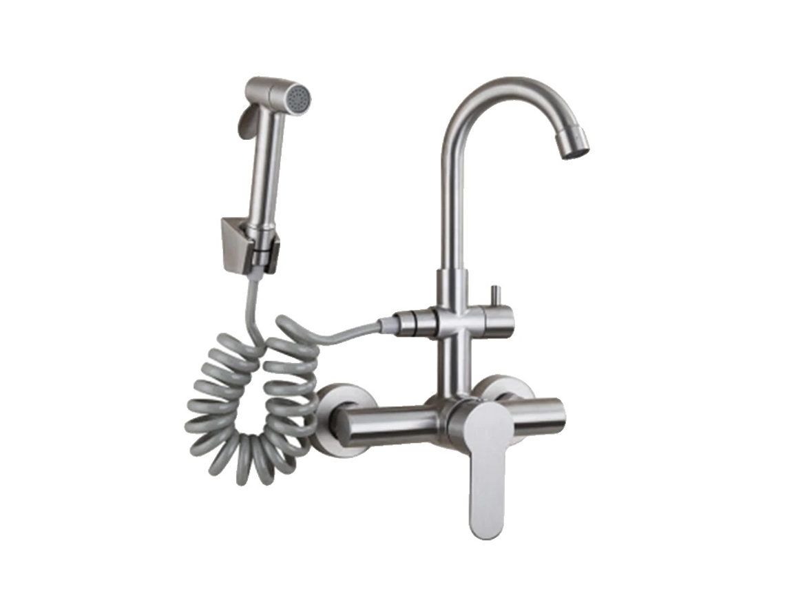 Torneira De Cozinha, Construção Em Aço Inoxidável, Espirrador Rotativo,nickel Escovado Oem