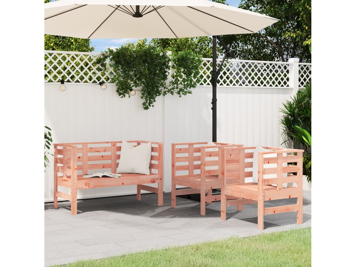 Conjunto Jardim Madeira Lounge 3 Peças by Douglas Maciça Dkd Home Decor